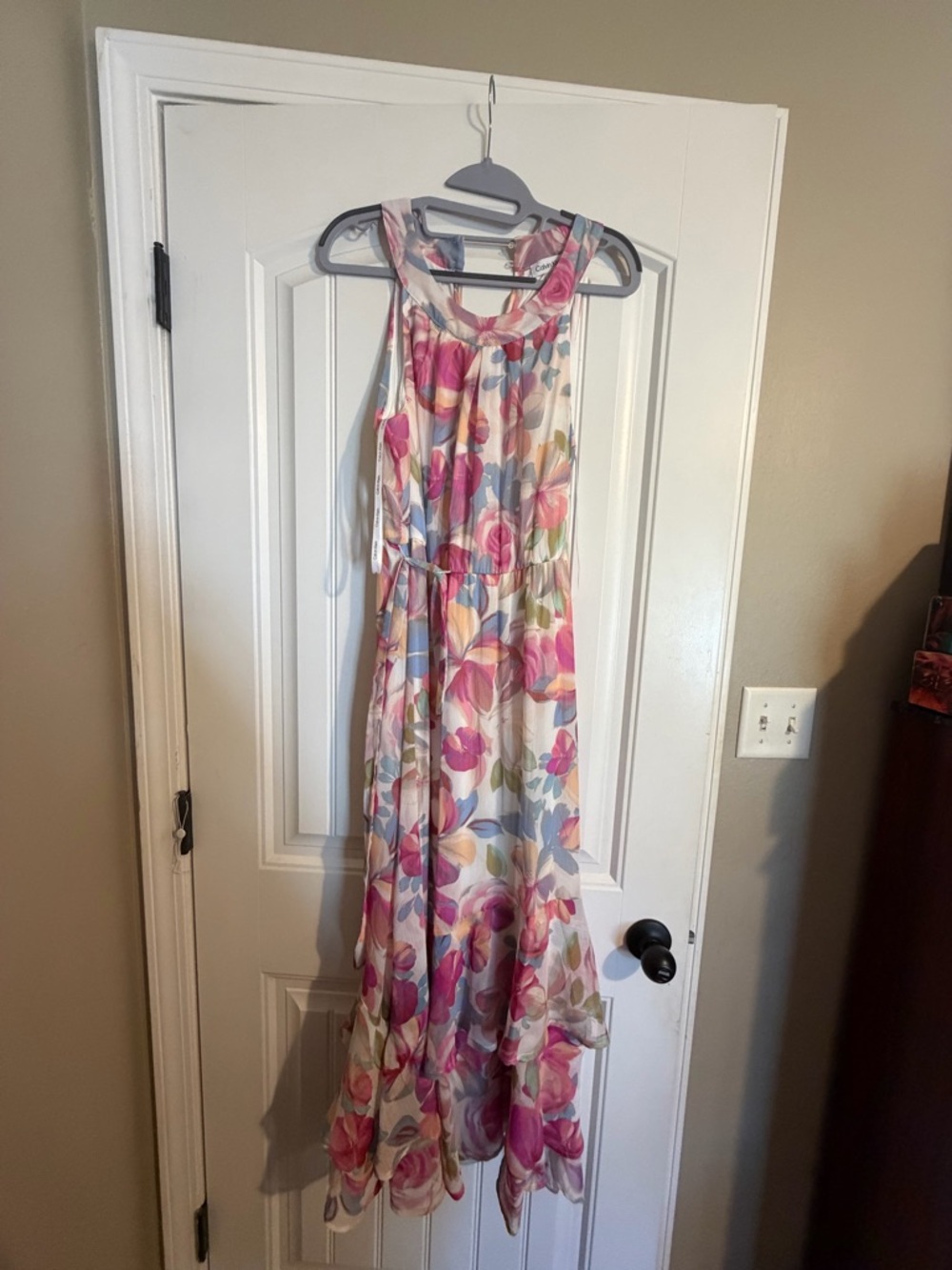 Calvin Klein Pink & Blue Floral Maxi Dress